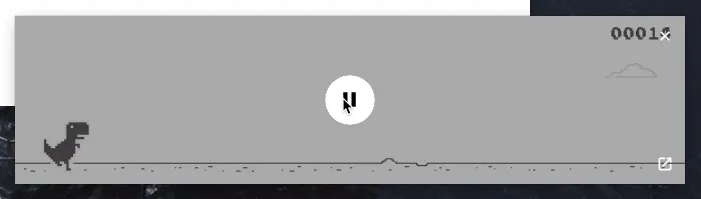 T-Rex runner game in Picture-in-Picture window